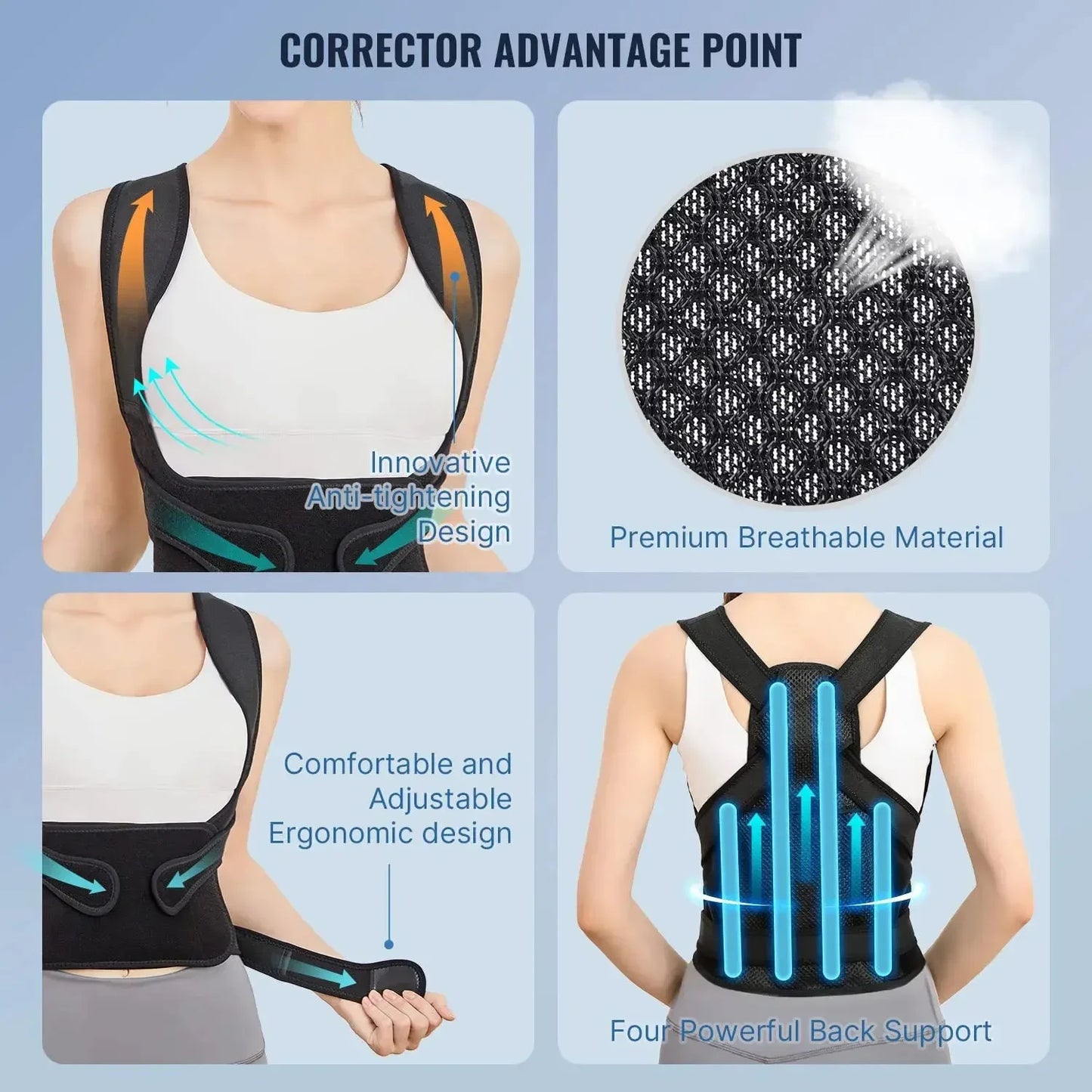 Unisex Adjustable Upper Back Posture Corrector with Orthopedic Straps