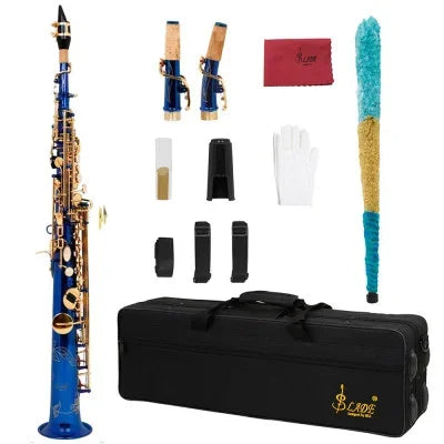 SLADE Soprano Saxophone -  Bb/B Flat Natural Body Carved Design with Shoulder Case