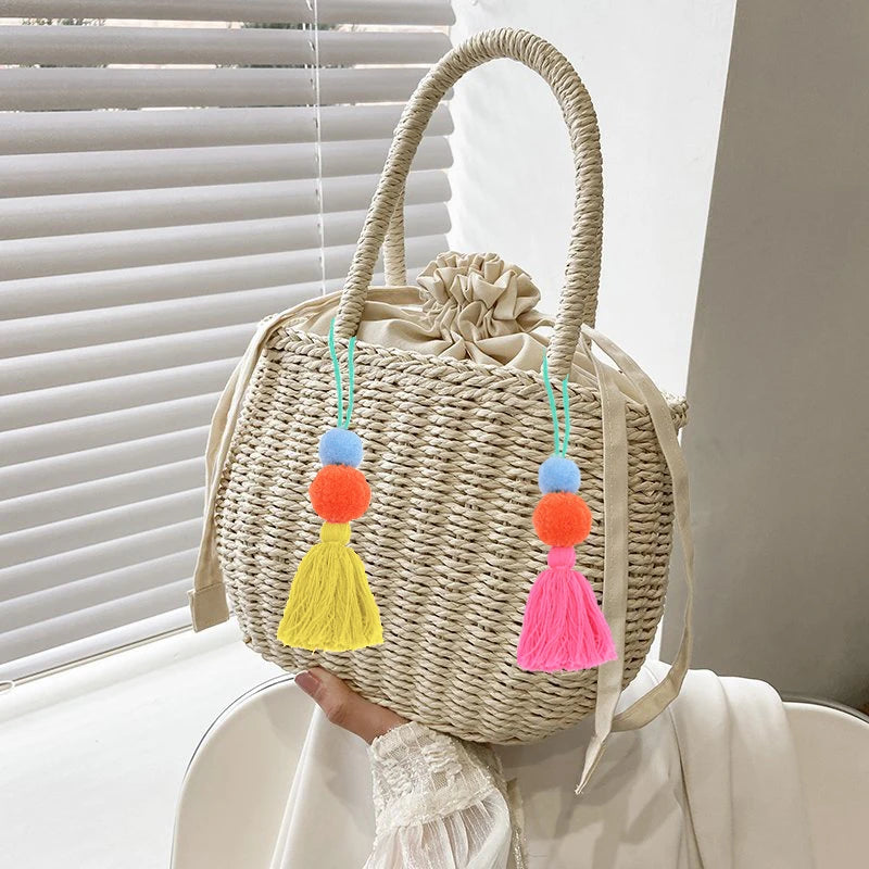 Women's Rattan Basket Beach Bag
