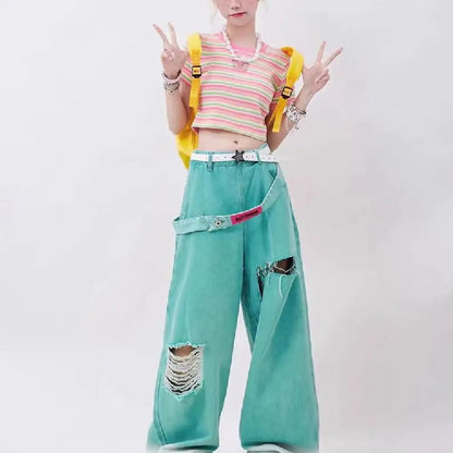 American Retro Distressed Tattered Jeans