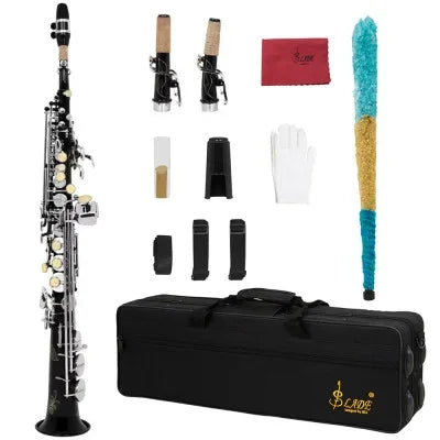 SLADE Soprano Saxophone -  Bb/B Flat Natural Body Carved Design with Shoulder Case