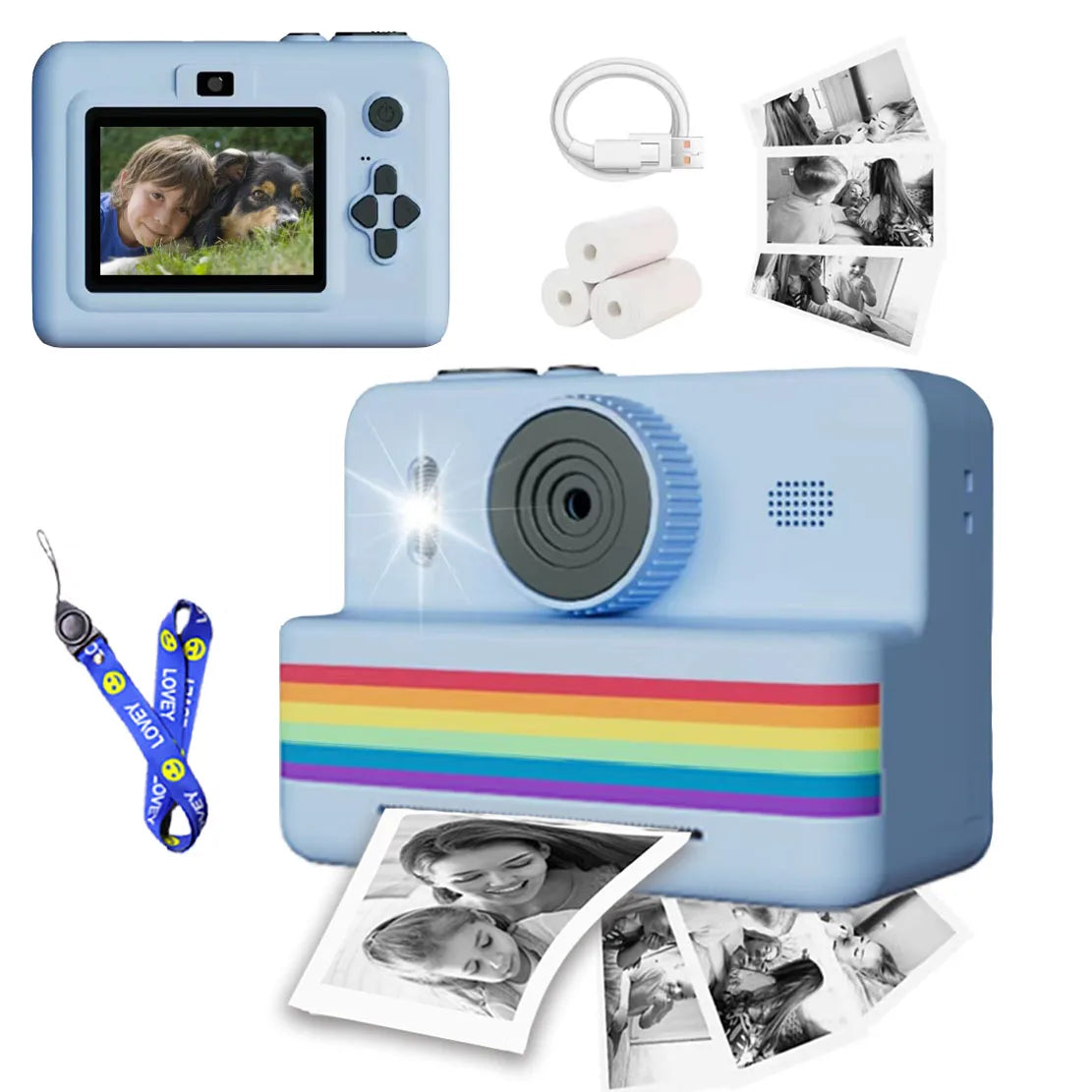 Children's 2.8" HD Video Digital Camera - Mini Instant Thermal Printer