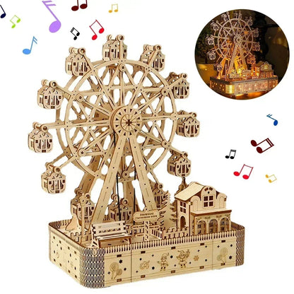 Ferris Wheel Hands Craft DIY 3D Wooden Puzzle Instrument Assembly Building Model Kit Brain Teaser Puzzles Toy