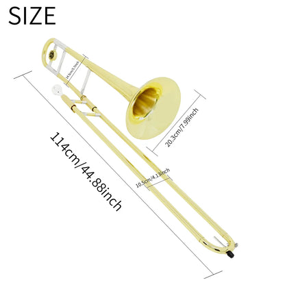 M MBAT Alto Bb Trombone Brass Lacquer Tone B flat Trombone With Mouthpiece Cleaning Cloth Case Brass Instruments With Parts