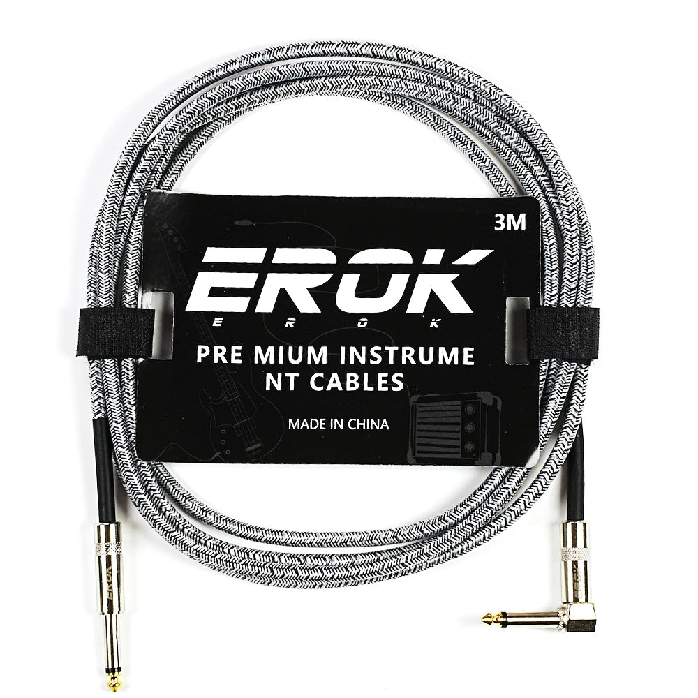 EROK 1.5/3/6/10M  Universal Anti-Noise Braided Guitar Audio Cables Line 6.35mm - Male to Male | Line Pedal Guitar Bass