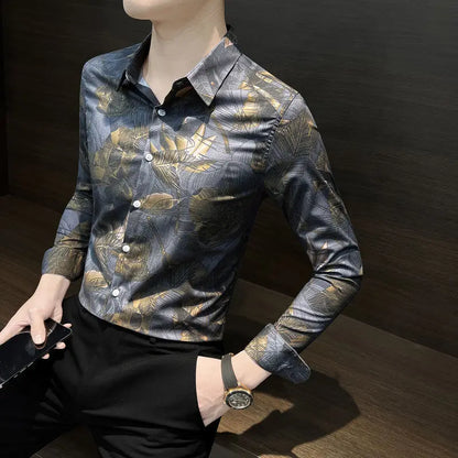 Floral Shirt Man Long-sleeved Spring and Autumn Summer Thin Fashion Floral Men Casual Cardigan
