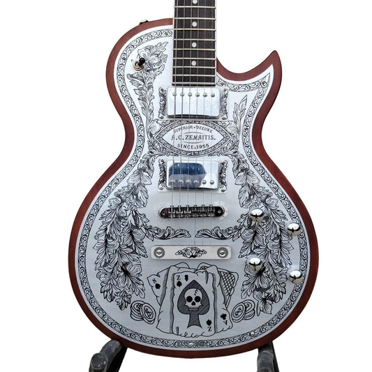 Zemaitis Casimere Metal Satin Black Guitar - Aluminum Plate Rosewood Fingerboard Chrome Hardware