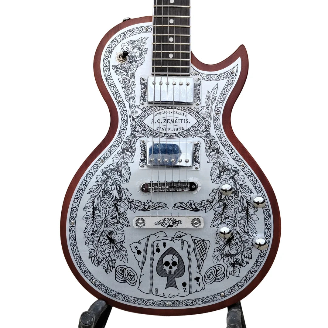 Zemaitis Casimere Metal Satin Black Guitar -  Aluminum Plate Rosewood Fingerboard Chrome Hardware