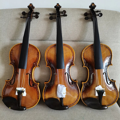 Professional Italian  Hand Carved European Spruce  4/4 Retro Coffee Violin - Strong Tone