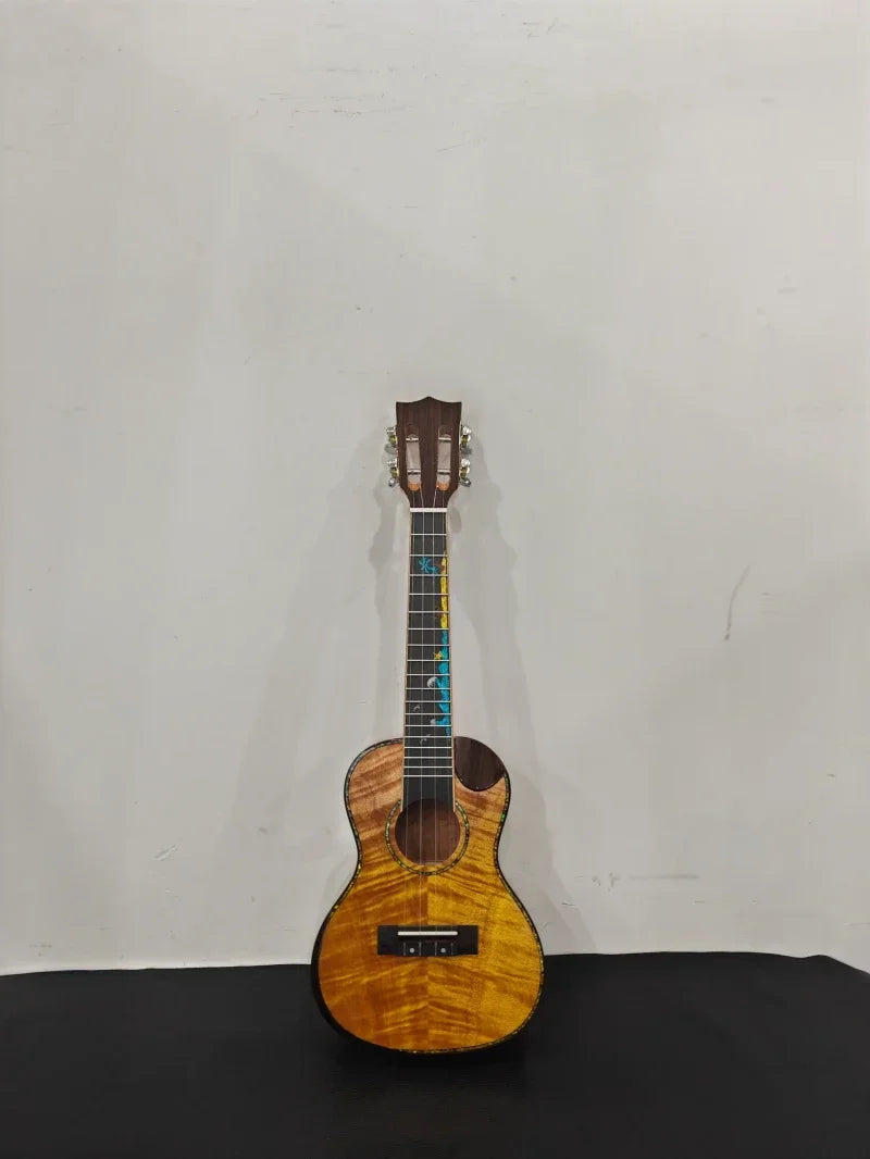 26" Acoustic Ukulele With Solid Flame Maple Body