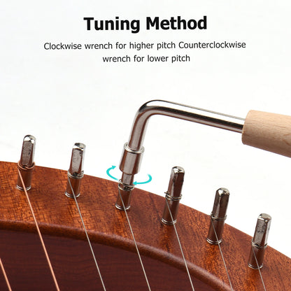 16- Metal String Solid Wooden Lyre Harp with Carry Bag - WH-16 C Tone