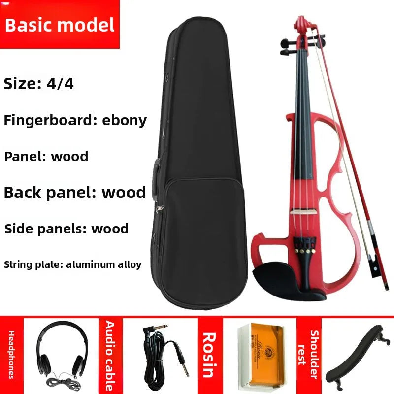 4/4 Wooden Electronic Violin Beginners Practice Electric Violin Children Professional Performance Electric Instrument