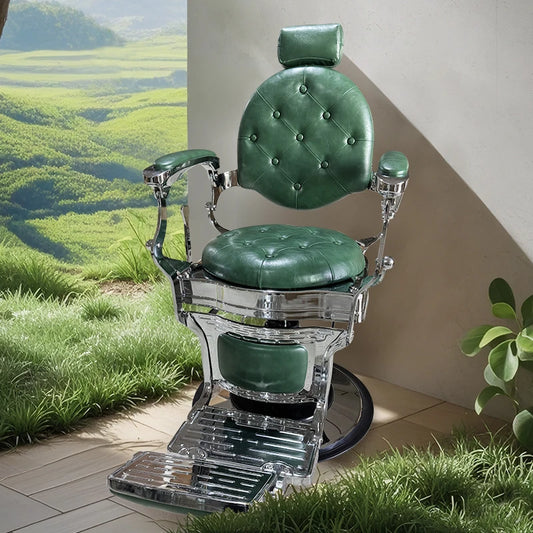 Keyunshi Green Vintage Barber Chair Professional Adjustable Swivel Salon Chair for Home Barber Shop