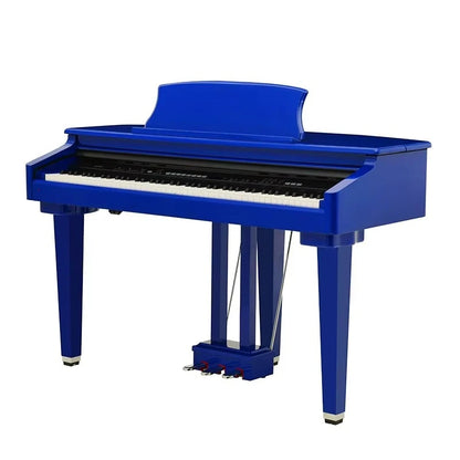 High-gloss Blue 88 Hammer Action Mini-Grand Piano Digital Piano with Bench