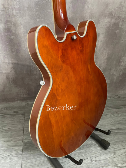 Higher Quality F-Hole 335 Jazz Half Hollow Electric Guitar -  Brown Chrome Hardware