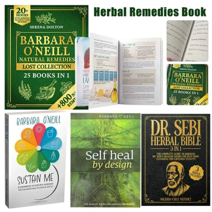 4 Book Dr. Sebi Herbal Bible 3-in-1/Sustain Me Natural Remedies/Self Heal By Design Home Apothecary Herbal Remedies Book