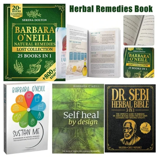 4 Book Dr. Sebi Herbal Bible 3-in-1/Sustain Me Natural Remedies/Self Heal By Design Home Apothecary Herbal Remedies Book