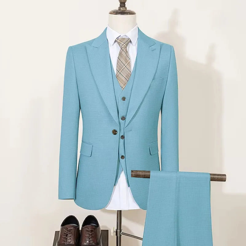 High Quality Men's Suit Spring Autumn Slim Fit Formal Wedding Business Office Men's Blazers（jacket+Vest+Pants）Groom's Tuxedos