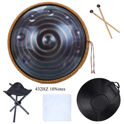 22 inch Handpan 432HZ D Minor 9 10 12 Notes 440HZ Nitride Pantam Drum Hand Pan Stainless Steel  for Beginner Meditation Yoga