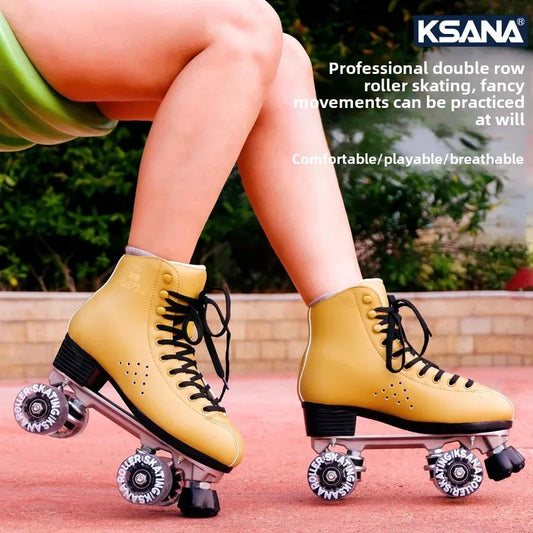 KSANA Aluminum Alloy Quad Roller Skates - Ultra-Leather Foot Protection