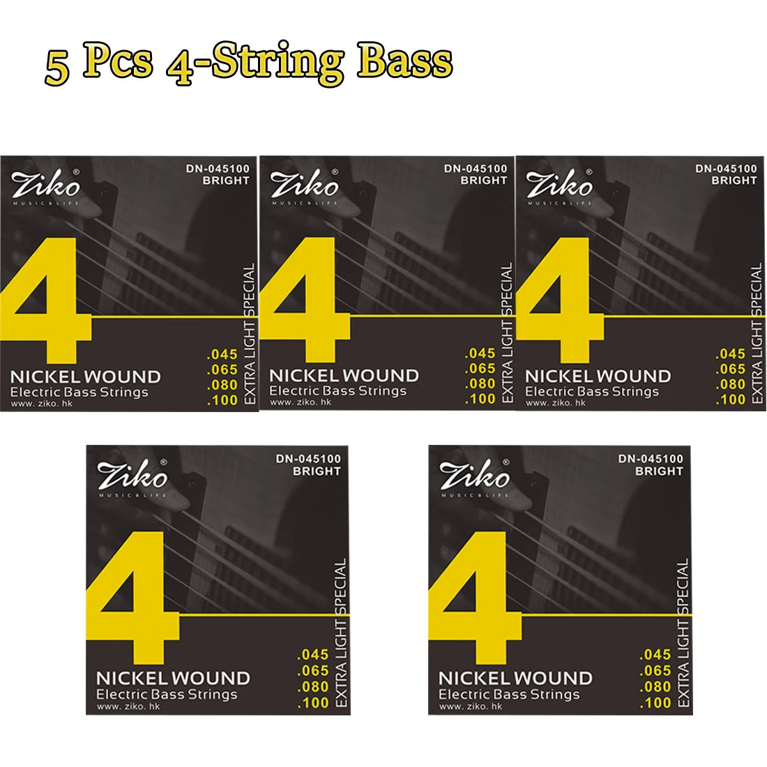ZIKO  4/5/6  Carbon Steel Hexagonal Alloy Electric Bass Strings - 5/10 Set