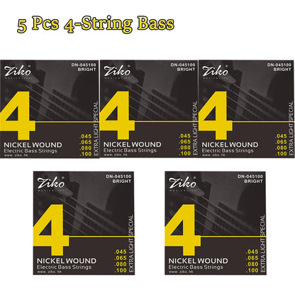 ZIKO  4/5/6  Carbon Steel Hexagonal Alloy Electric Bass Strings - 5/10 Set