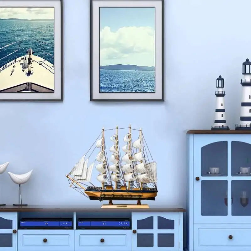 Lifelike Miniature Wooden Pirate Saig Ship Model