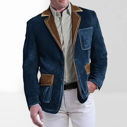 Men's Retro Suede Multi-pocket 3D Style Suit Jacket