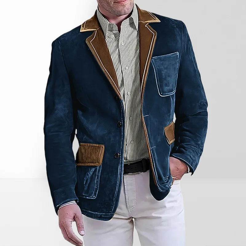 Men's Retro Suede Multi-pocket 3D Style Suit Jacket