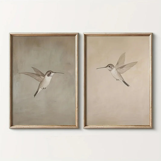 Retro Hummingbird Canvas Prints - 2pcs/set