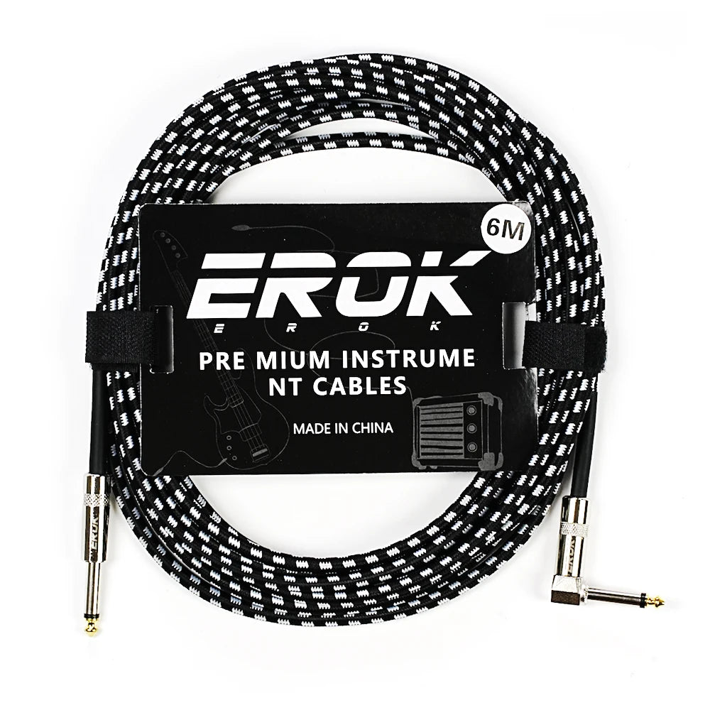 EROK 1.5/3/6/10M  Universal Anti-Noise Braided Guitar Audio Cables Line 6.35mm - Male to Male | Line Pedal Guitar Bass