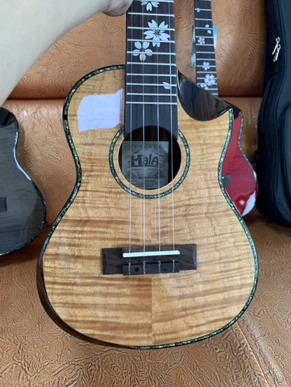 26" Acoustic Ukulele With Solid Flame Maple Body