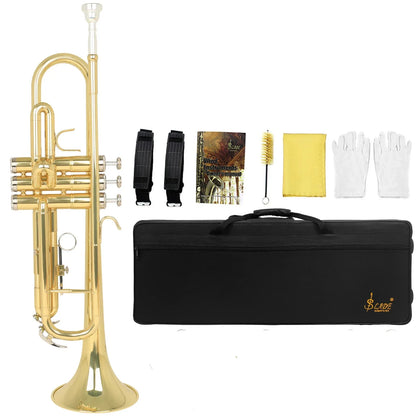 SLADE Bb Trumpet Brass body Gold-Plated B Flat Trumpet  Performance Beginners Brass Musical Instrument With Accessories & Parts