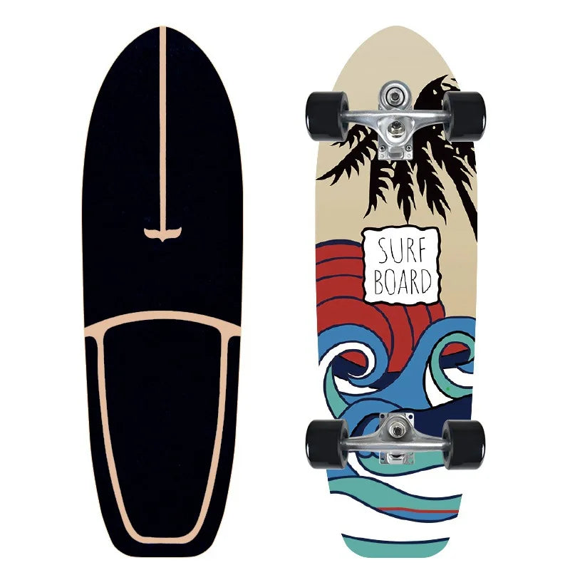 CX7 Maple Surfskate Cruiser, Single Kick Carving Longboard for Pumping & Street Riding