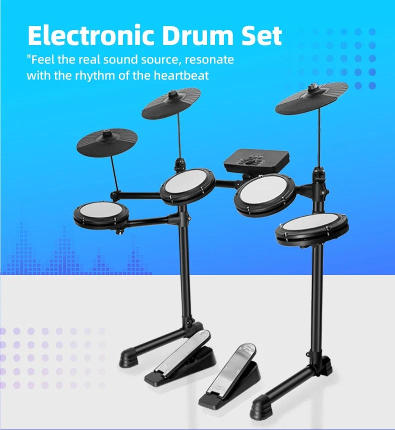 Professional Electric Digital Drum Set - Electronic Mesh Kick Pedal