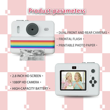 Children's 2.8" HD Video Digital Camera - Mini Instant Thermal Printer