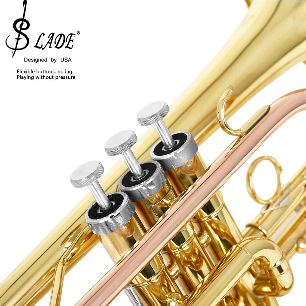 SLADE Bb Cornet Professional Brass body Gold lacquer Phosphor copper leadpipe Tone Cornet with Storage Box Accessories ﻿