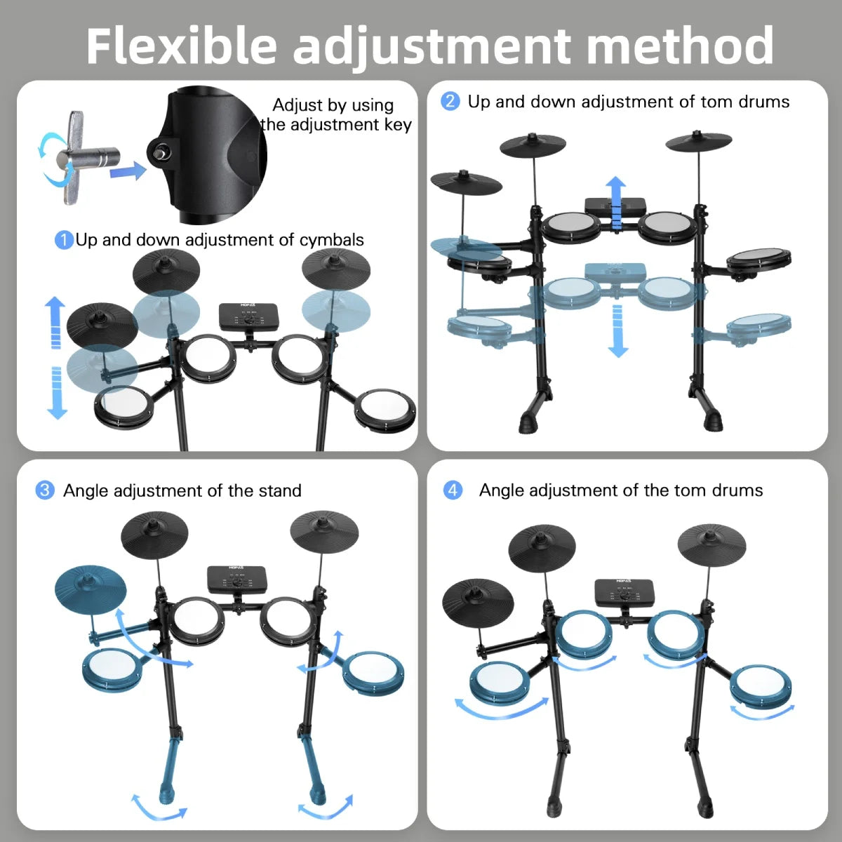 Professional Electric Digital Drum Set - Electronic Mesh Kick Pedal