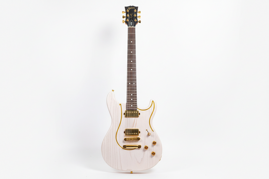 White Ash Wood body with distinct wood grain Electric Guitar