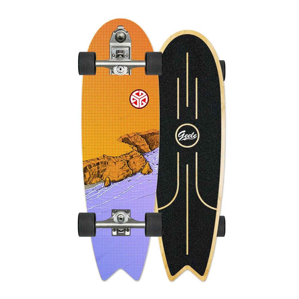 V7 33-Inch Surfskate Longboard, No-Push Fish Tail Pumping Board for Adults