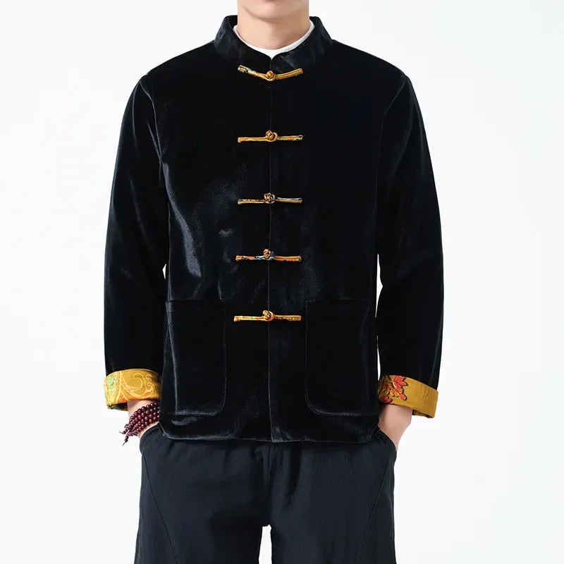 Men's Retro Chinese Gold Velvet Ethnic Wind Jacket