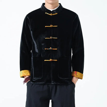 Men's Retro Chinese Gold Velvet Ethnic Wind Jacket