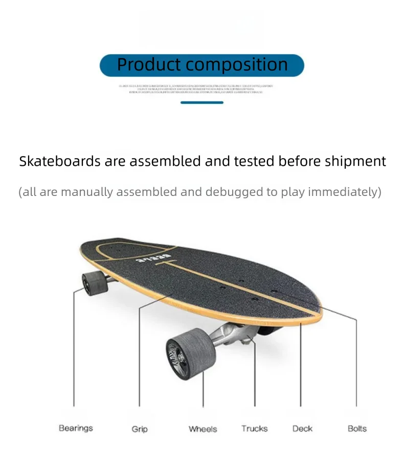 CX4 Land Surfboard Surfskate, No-Push Cruiser Skateboard for Adults & Beginners