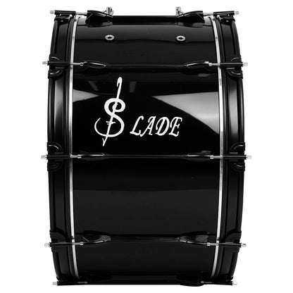 22" Black Marching Drum | Metal+Solid Wood Marching Drum Set with Stand Shoulder Strap