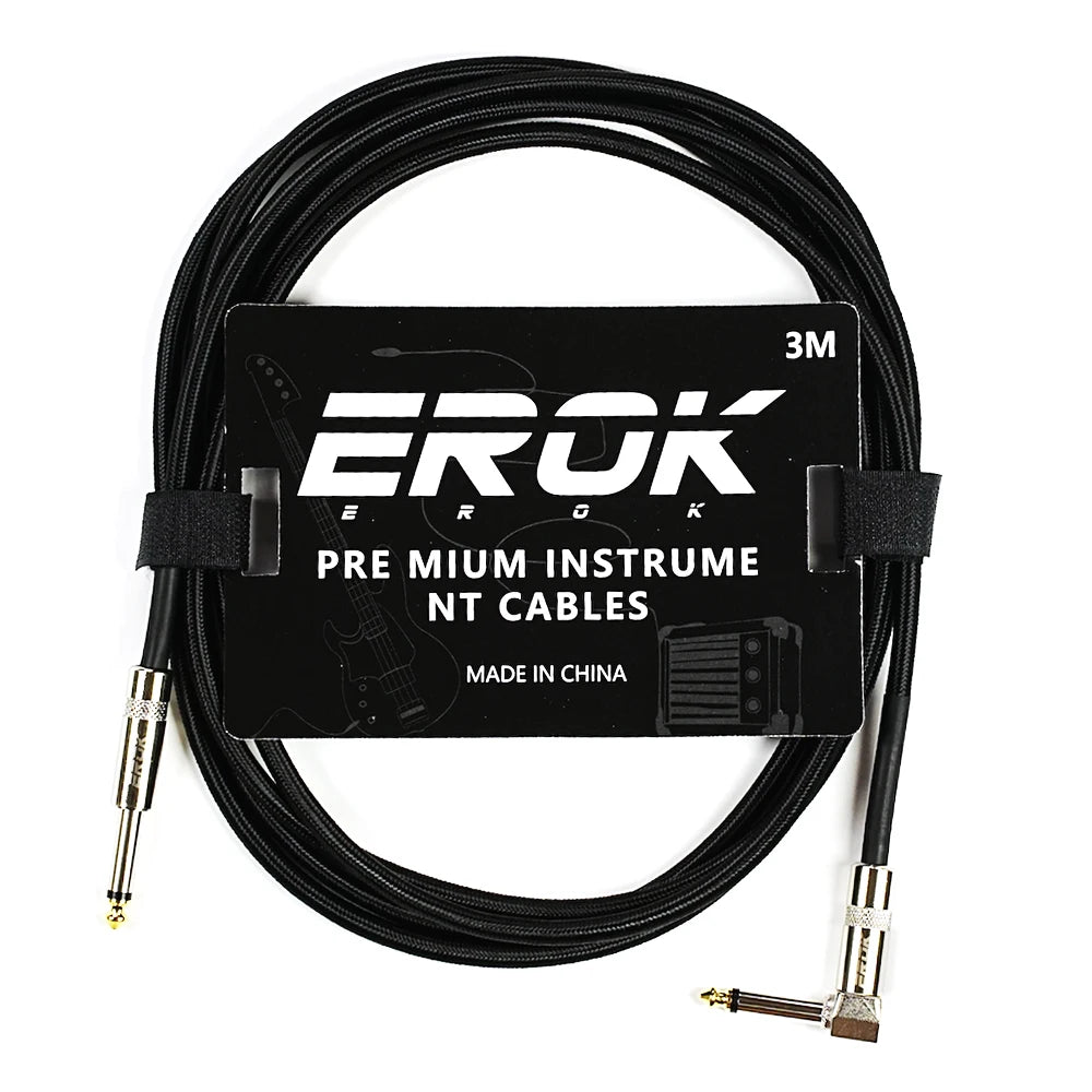 EROK 1.5/3/6/10M  Universal Anti-Noise Braided Guitar Audio Cables Line 6.35mm - Male to Male | Line Pedal Guitar Bass