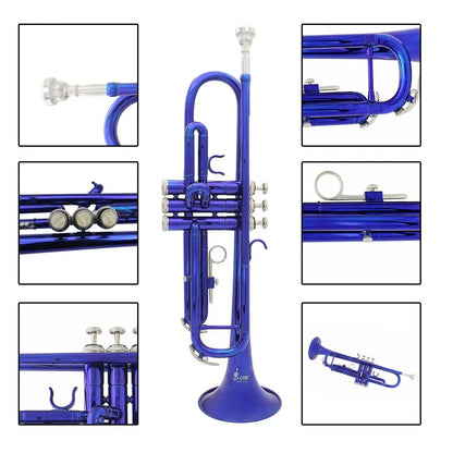 SLADE Trumpet Bb B Flat Trumpet Brass Multicolor Classic Material Monel Piston Professional Wind Instrument With Accessories