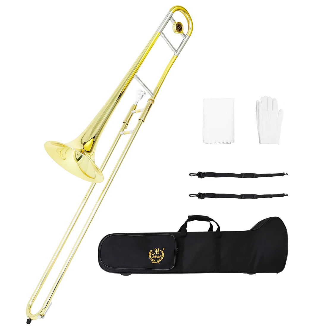 M MBAT Alto Bb Trombone Brass Lacquer Tone B flat Trombone With Mouthpiece Cleaning Cloth Case Brass Instruments With Parts