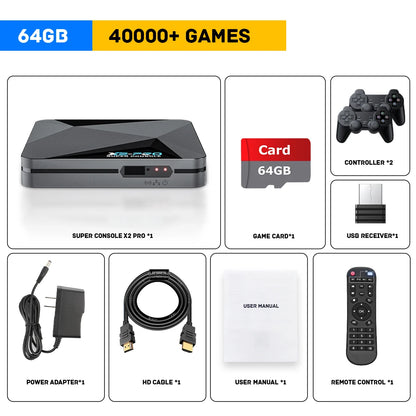 X2 Pro Game Box | Retro Video Game Console - 60000 Video Games for ARCADE/MAME/DC/SS with Gamepad