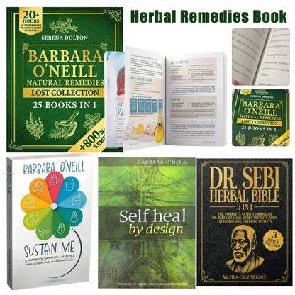 4 Book Dr. Sebi Herbal Bible 3-in-1/Sustain Me Natural Remedies/Self Heal By Design Home Apothecary Herbal Remedies Book