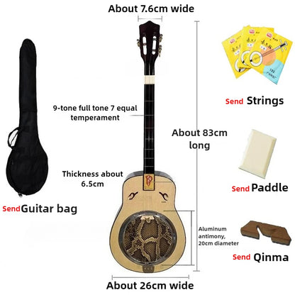 3 Strings Wood Sanxian Whole Tone Semitone  - Chinese Traditional Stringed Instruments /Ethnic Plucked Playing QinQin for Beginner